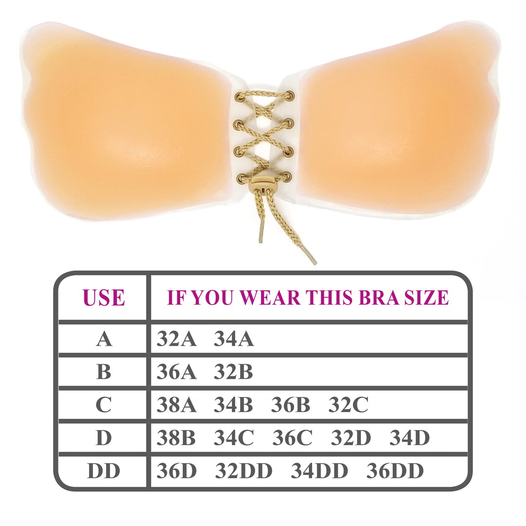 Braza Cleavage Gal lace up adhesive push up bra beige – view 7