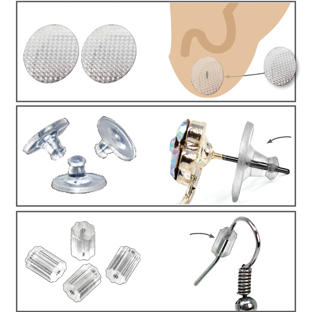 Braza Pierced Earring Helper kit with earring backs and earlobe pads – product view
