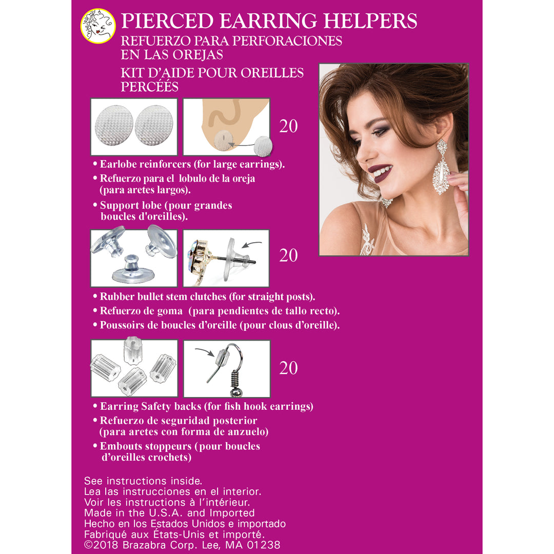 Braza Pierced Earring Helper kit with earring backs and earlobe pads – view 4