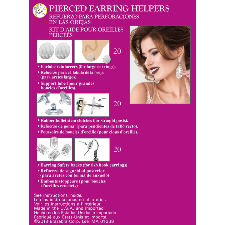 Braza Pierced Earring Helper kit with earring backs and earlobe pads – view 4