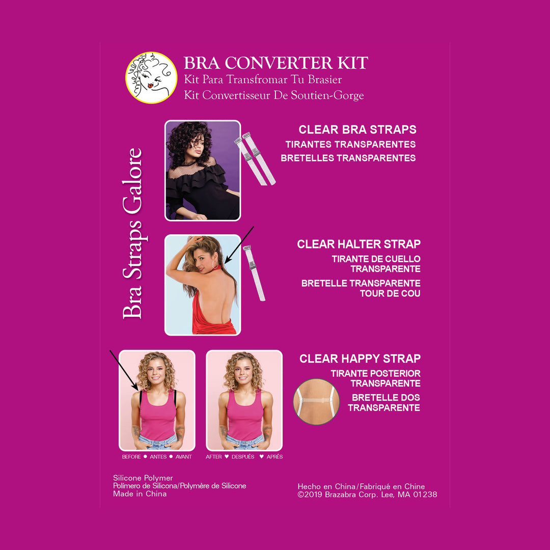 Braza Bra Converter Kit clear bra straps and racerback clip – product view