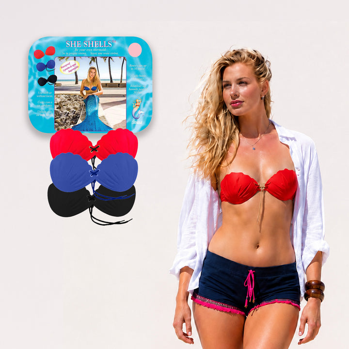 SHE SHELLS - REUSABLE STICK ON BRA - SWIM PACKAGING