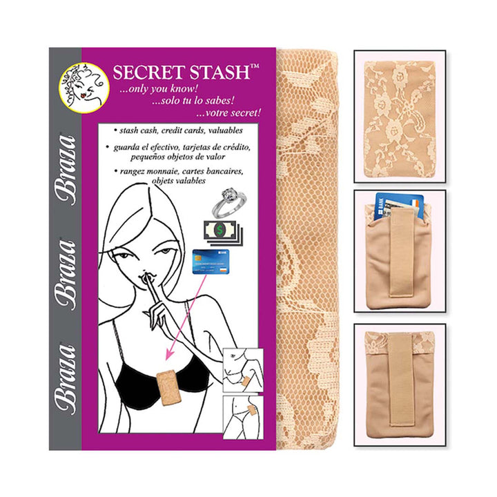 Braza Secret Stash hidden bra pocket for cash and cards – product view